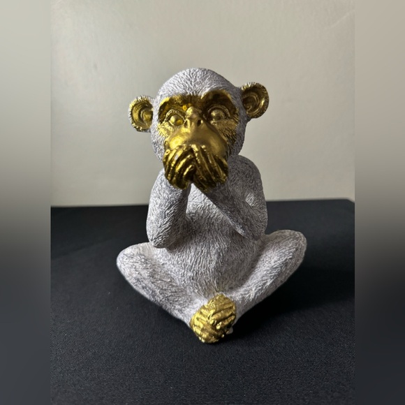 Silver and gold monkey sculpture - Picture 2 of 3